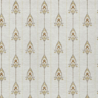 9' X 12' Ivory And Brown Geometric Washable Indoor Outdoor Area Rug