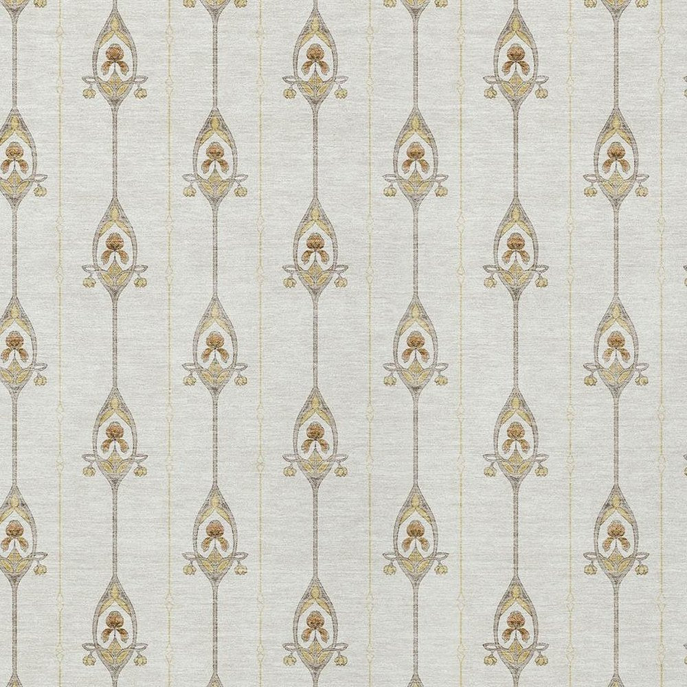 9' X 12' Ivory And Brown Geometric Washable Indoor Outdoor Area Rug