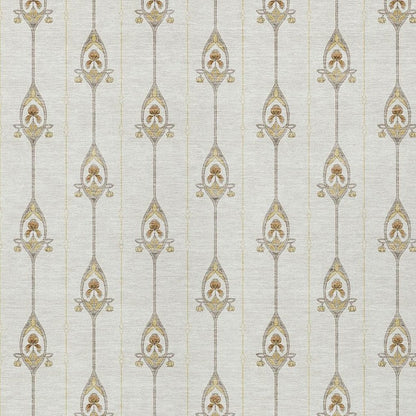 10' X 14' Ivory And Brown Geometric Washable Indoor Outdoor Area Rug