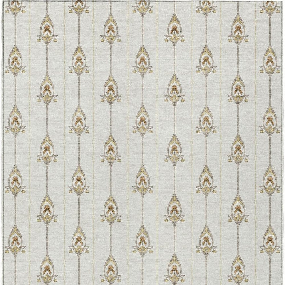 10' X 14' Ivory And Brown Geometric Washable Indoor Outdoor Area Rug HomeRoots