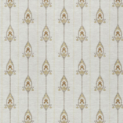 10' X 14' Ivory And Brown Geometric Washable Indoor Outdoor Area Rug