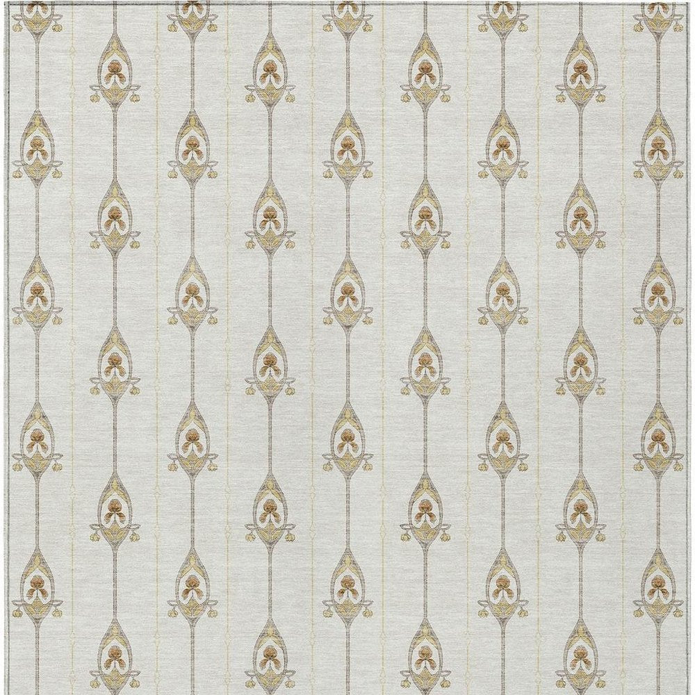 10' X 14' Ivory And Brown Geometric Washable Indoor Outdoor Area Rug HomeRoots