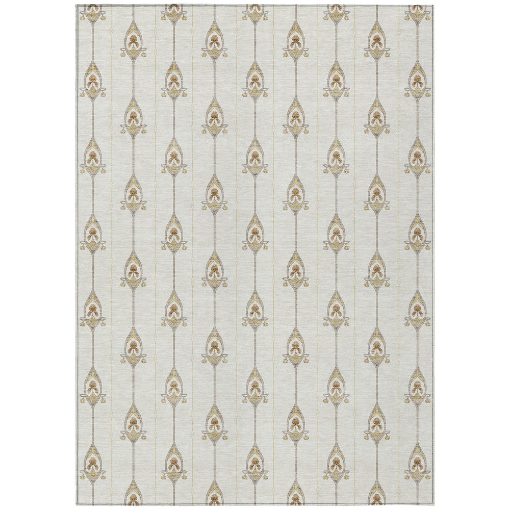 10' X 14' Ivory And Brown Geometric Washable Indoor Outdoor Area Rug HomeRoots