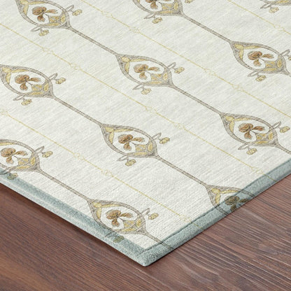 10' X 14' Ivory And Brown Geometric Washable Indoor Outdoor Area Rug HomeRoots