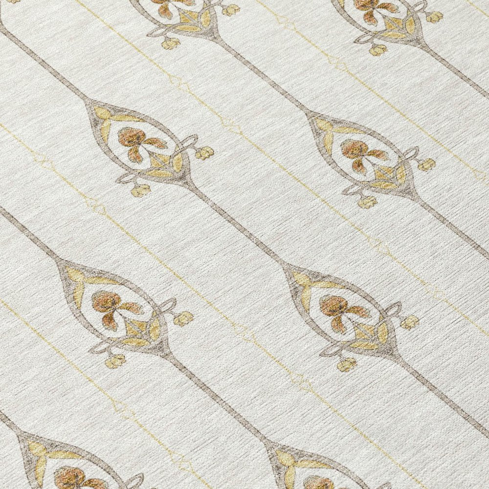 10' X 14' Ivory And Brown Geometric Washable Indoor Outdoor Area Rug HomeRoots