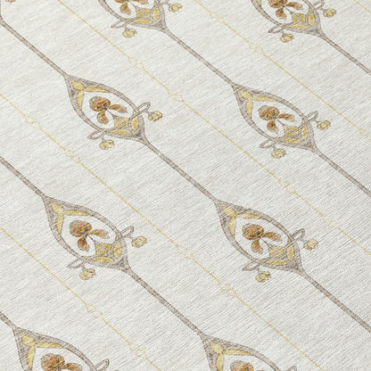 10' X 14' Ivory And Brown Geometric Washable Indoor Outdoor Area Rug HomeRoots