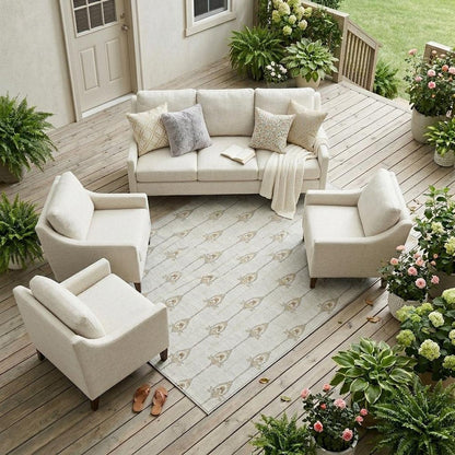 10' X 14' Ivory And Brown Geometric Washable Indoor Outdoor Area Rug HomeRoots