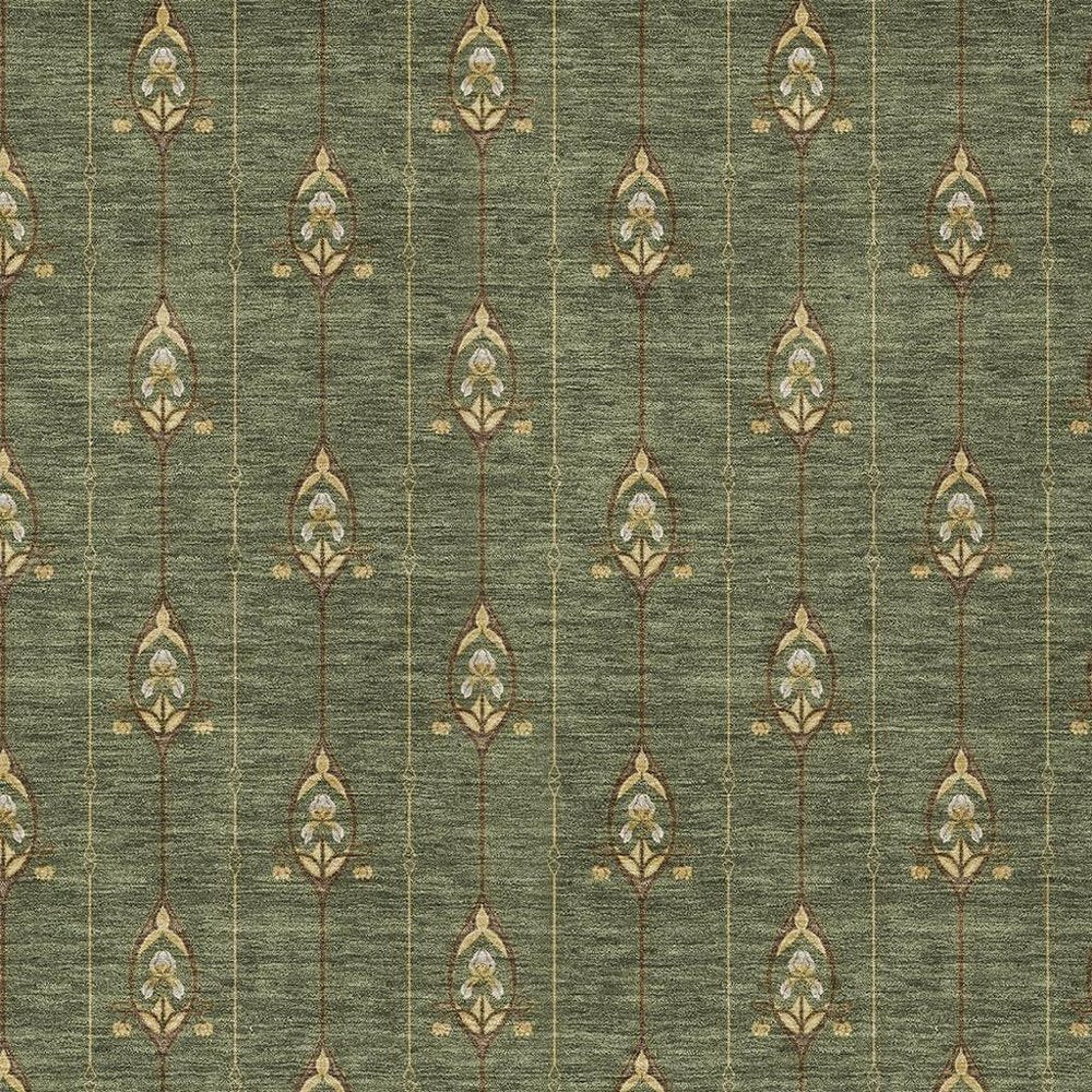 3' X 5' Olive Green And Brown Geometric Washable Indoor Outdoor Area Rug HomeRoots