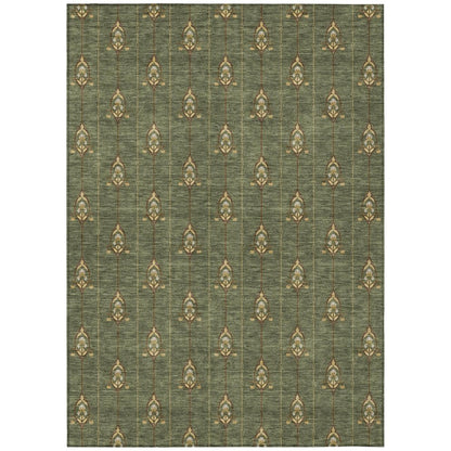 3' X 5' Olive Green And Brown Geometric Washable Indoor Outdoor Area Rug HomeRoots