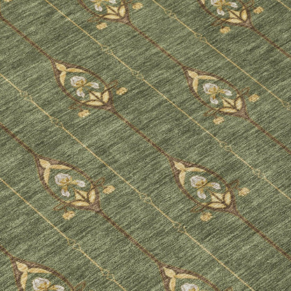 5' X 8' Olive Green And Brown Geometric Washable Indoor Outdoor Area Rug HomeRoots
