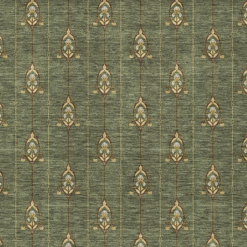 5' X 8' Olive Green And Brown Geometric Washable Indoor Outdoor Area Rug HomeRoots