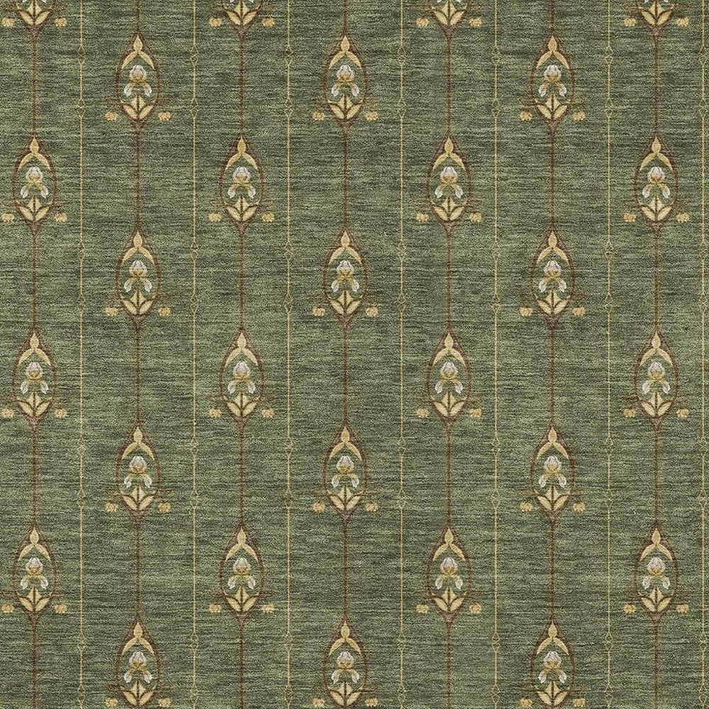 8' X 10' Olive Green And Brown Geometric Washable Indoor Outdoor Area Rug HomeRoots