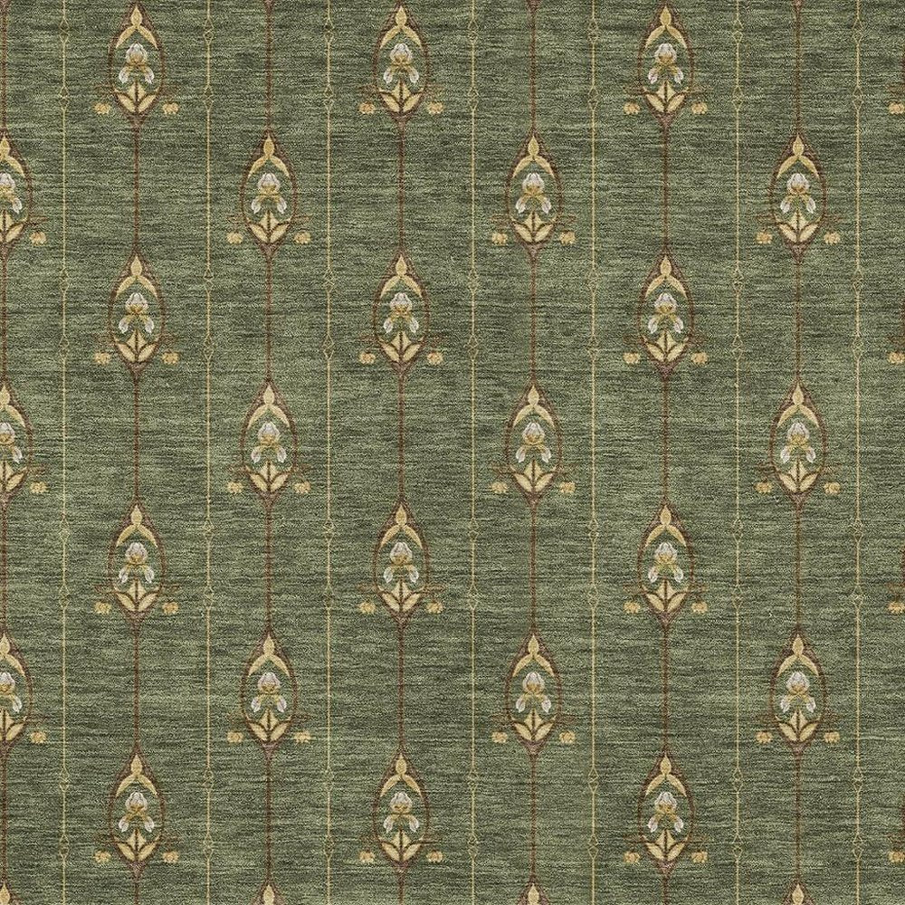 8' X 10' Olive Green And Brown Geometric Washable Indoor Outdoor Area Rug HomeRoots