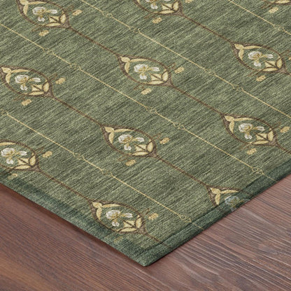 8' X 10' Olive Green And Brown Geometric Washable Indoor Outdoor Area Rug HomeRoots