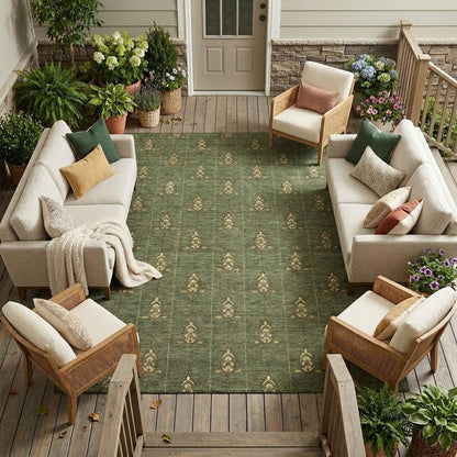 8' X 10' Olive Green And Brown Geometric Washable Indoor Outdoor Area Rug HomeRoots