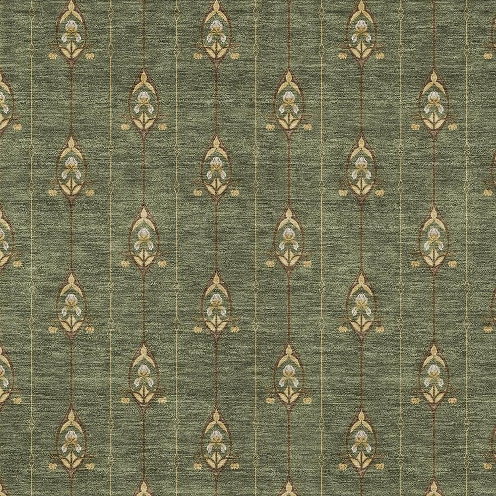 9' X 12' Olive Green And Brown Geometric Washable Indoor Outdoor Area Rug HomeRoots