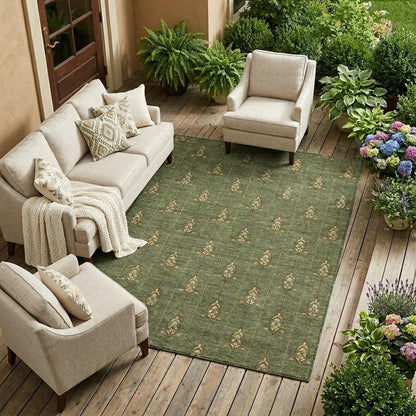 9' X 12' Olive Green And Brown Geometric Washable Indoor Outdoor Area Rug HomeRoots