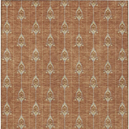 3' X 5' Rust And Linen Geometric Washable Indoor Outdoor Area Rug HomeRoots