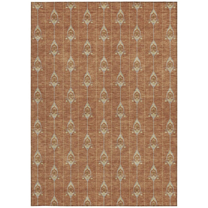 3' X 5' Rust And Linen Geometric Washable Indoor Outdoor Area Rug HomeRoots