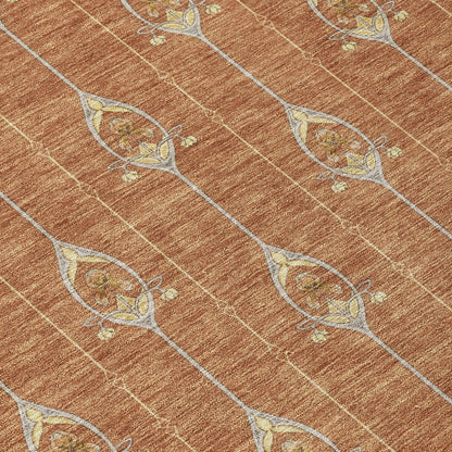 5' X 8' Rust And Linen Geometric Washable Indoor Outdoor Area Rug HomeRoots