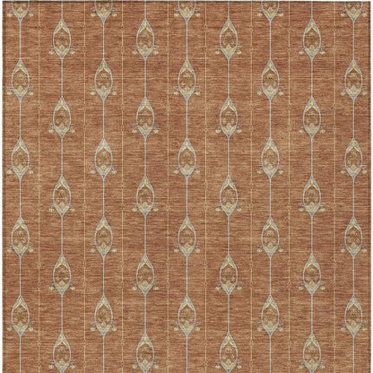8' X 10' Rust And Linen Geometric Washable Indoor Outdoor Area Rug HomeRoots