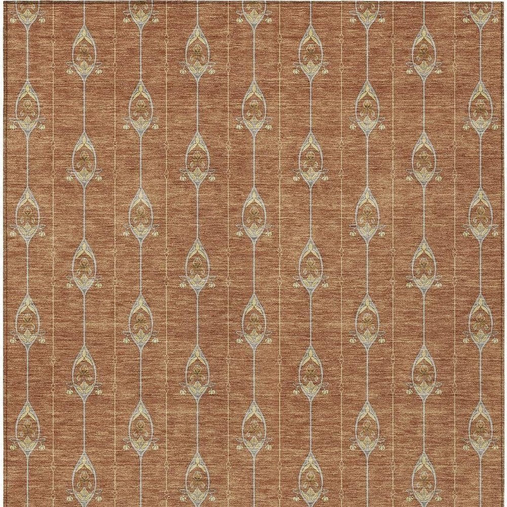 8' X 10' Rust And Linen Geometric Washable Indoor Outdoor Area Rug HomeRoots
