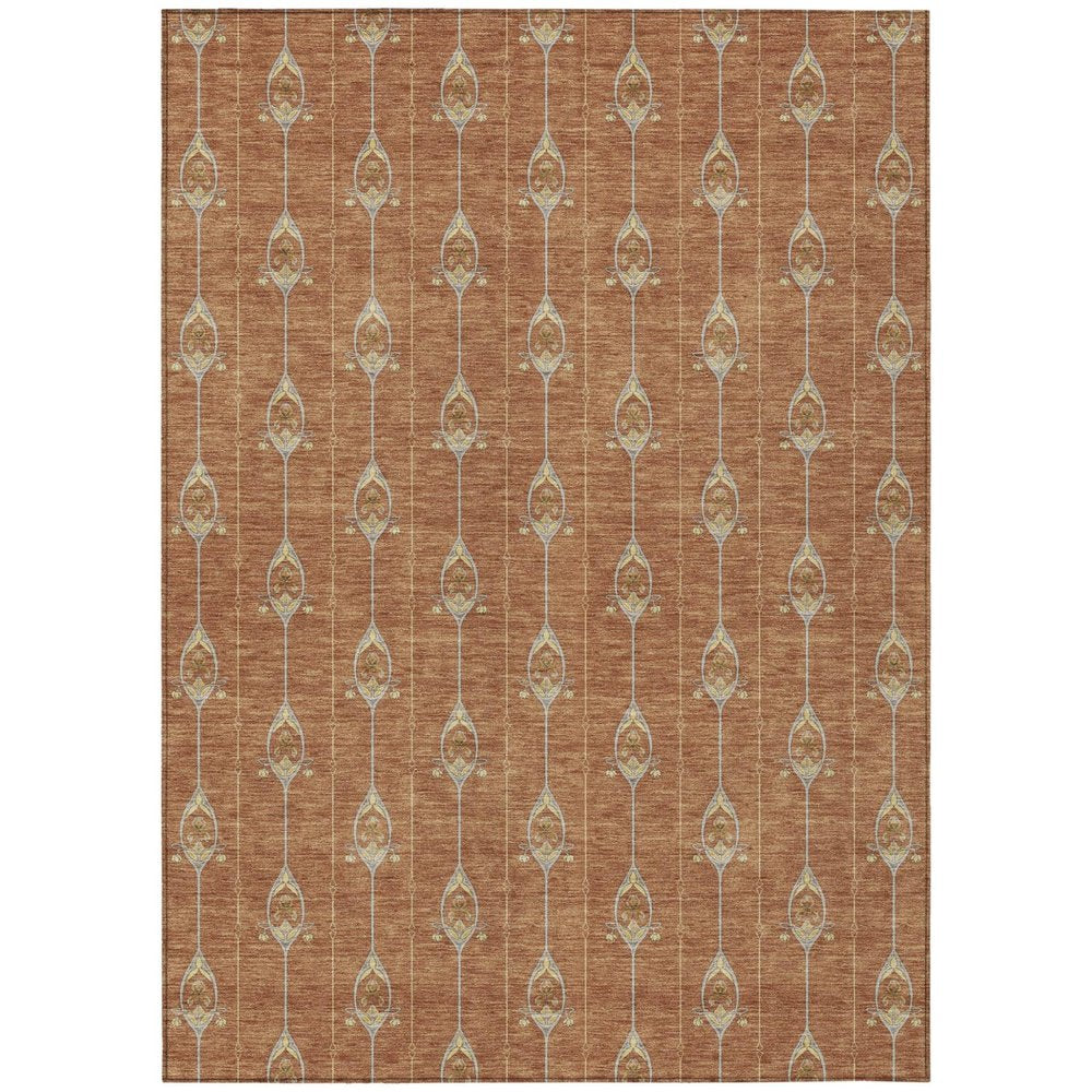 8' X 10' Rust And Linen Geometric Washable Indoor Outdoor Area Rug HomeRoots