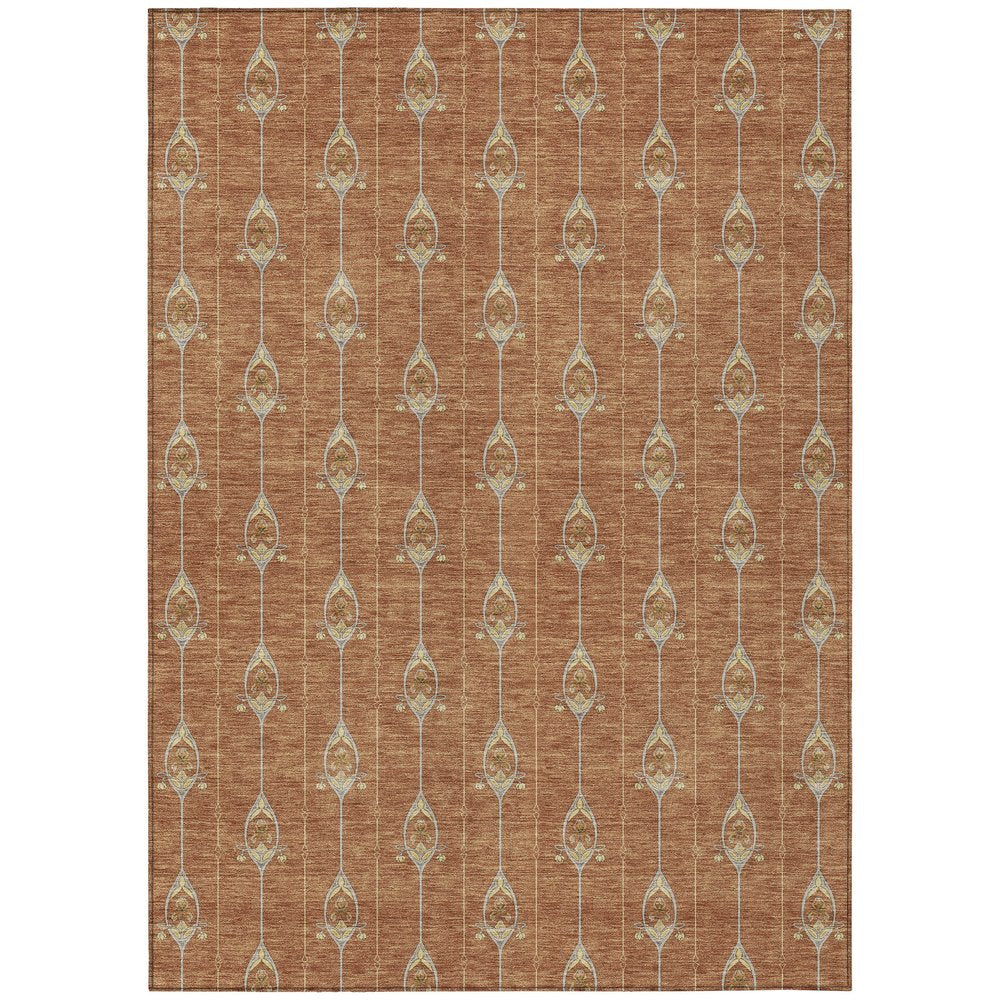 8' X 10' Rust And Linen Geometric Washable Indoor Outdoor Area Rug HomeRoots