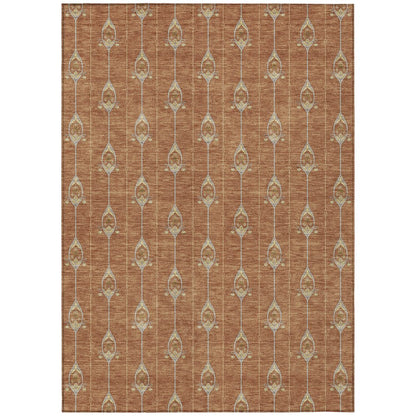 8' X 10' Rust And Linen Geometric Washable Indoor Outdoor Area Rug HomeRoots