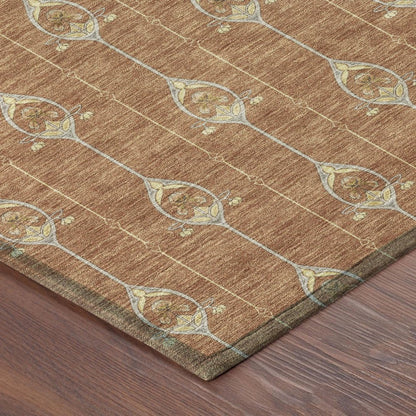 8' X 10' Rust And Linen Geometric Washable Indoor Outdoor Area Rug HomeRoots