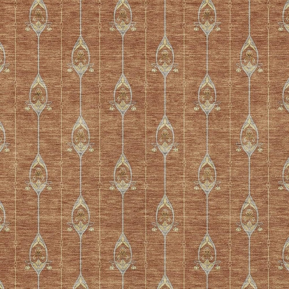 9' X 12' Rust And Linen Geometric Washable Indoor Outdoor Area Rug HomeRoots