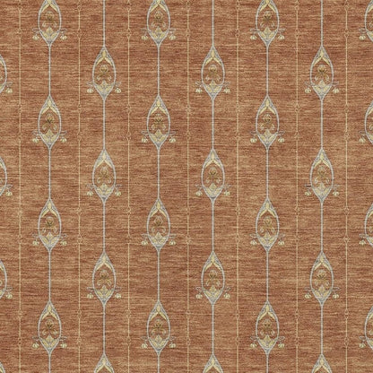 9' X 12' Rust And Linen Geometric Washable Indoor Outdoor Area Rug HomeRoots