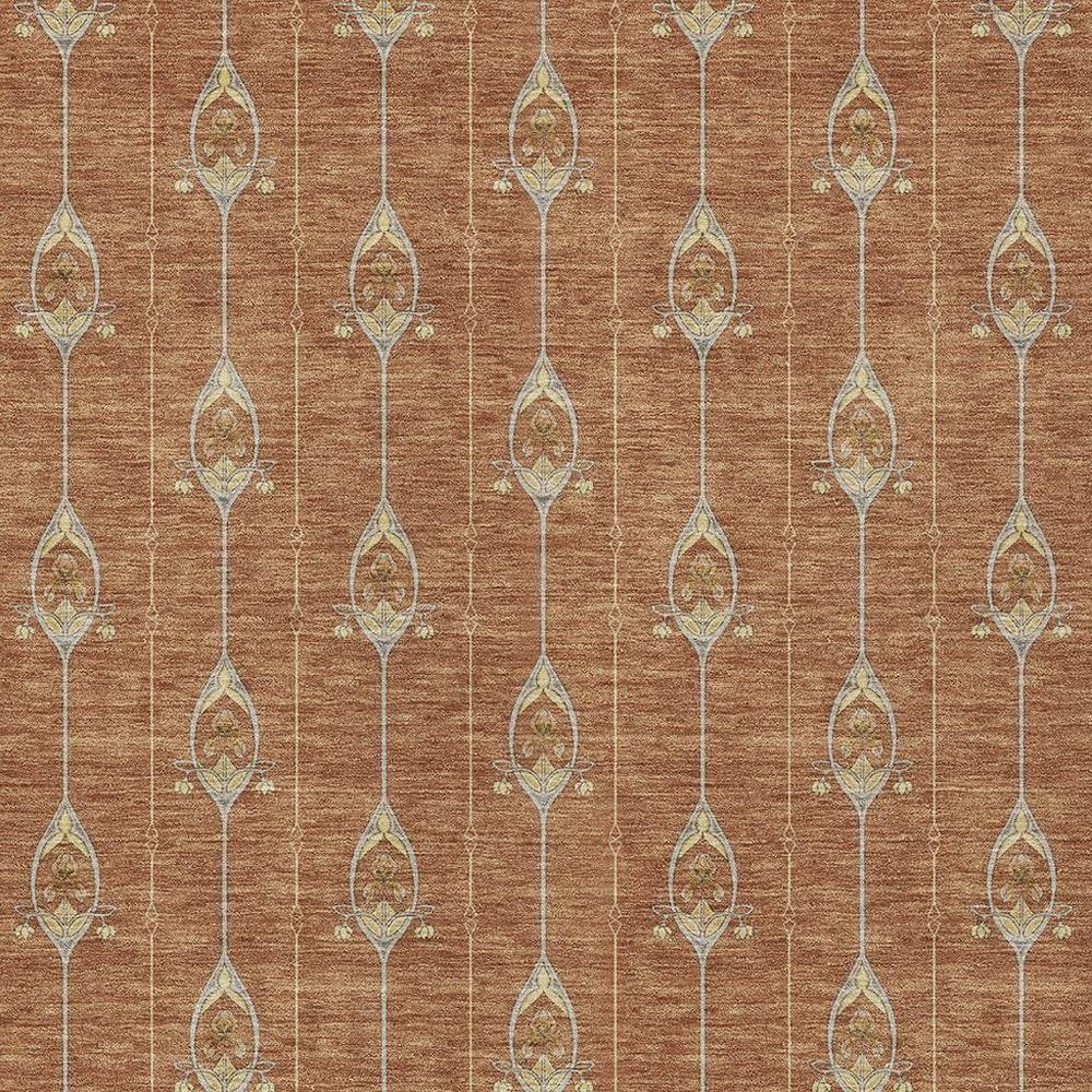 9' X 12' Rust And Linen Geometric Washable Indoor Outdoor Area Rug HomeRoots