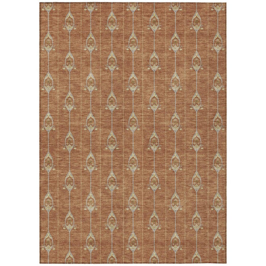 10' X 14' Rust And Linen Geometric Washable Indoor Outdoor Area Rug HomeRoots