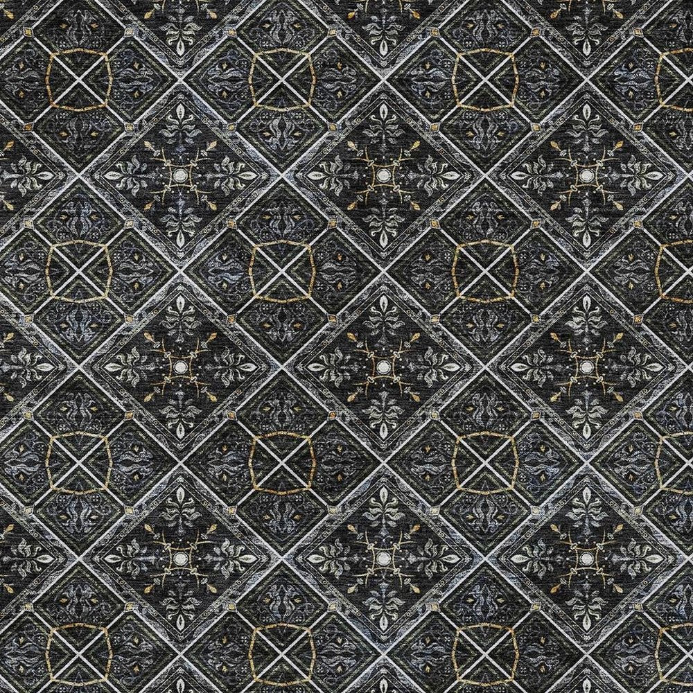 3' X 5' Black And Green Geometric Washable Indoor Outdoor Area Rug HomeRoots