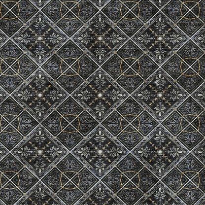 3' X 5' Black And Green Geometric Washable Indoor Outdoor Area Rug HomeRoots