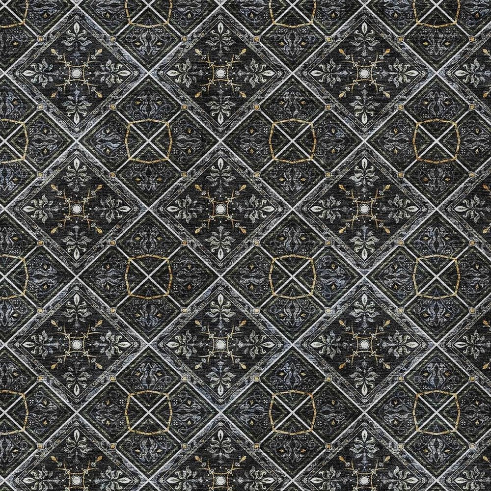 5' X 8' Black And Green Geometric Washable Indoor Outdoor Area Rug HomeRoots