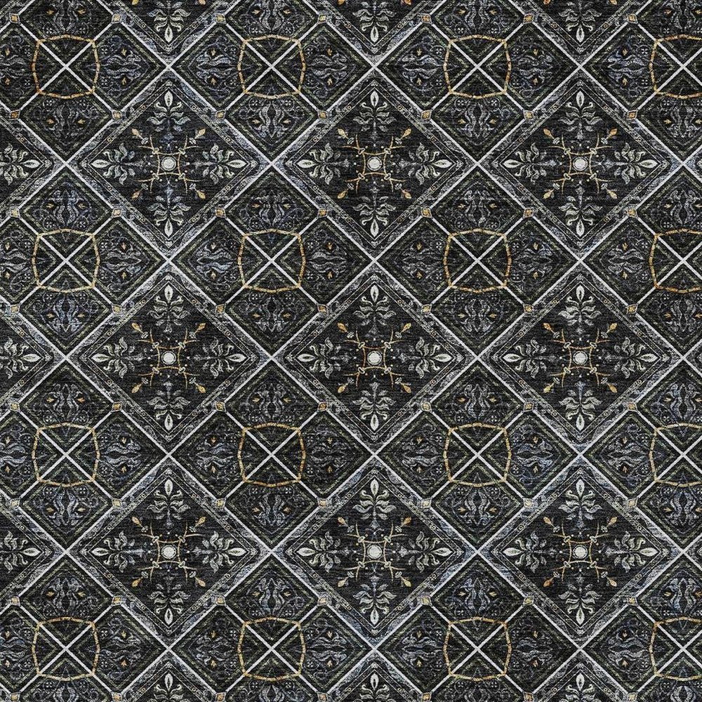 5' X 8' Black And Green Geometric Washable Indoor Outdoor Area Rug HomeRoots