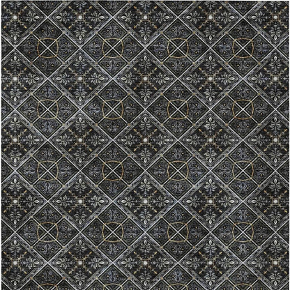 8' X 10' Black And Green Geometric Washable Indoor Outdoor Area Rug HomeRoots