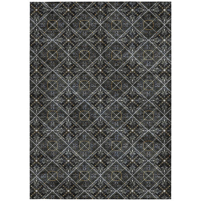8' X 10' Black And Green Geometric Washable Indoor Outdoor Area Rug HomeRoots