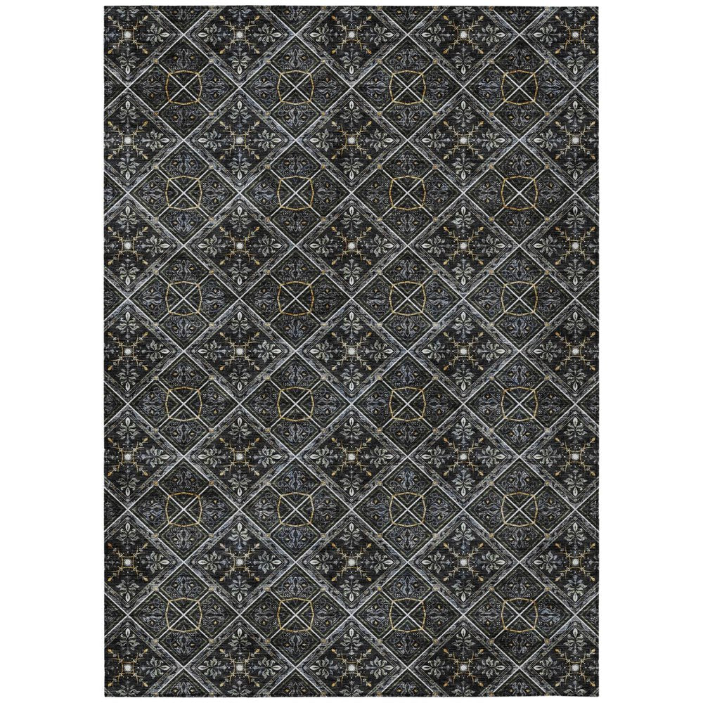 8' X 10' Black And Green Geometric Washable Indoor Outdoor Area Rug HomeRoots