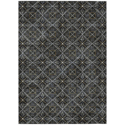 8' X 10' Black And Green Geometric Washable Indoor Outdoor Area Rug HomeRoots