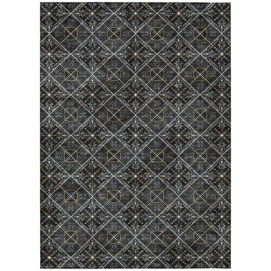 8' X 10' Black And Green Geometric Washable Indoor Outdoor Area Rug HomeRoots