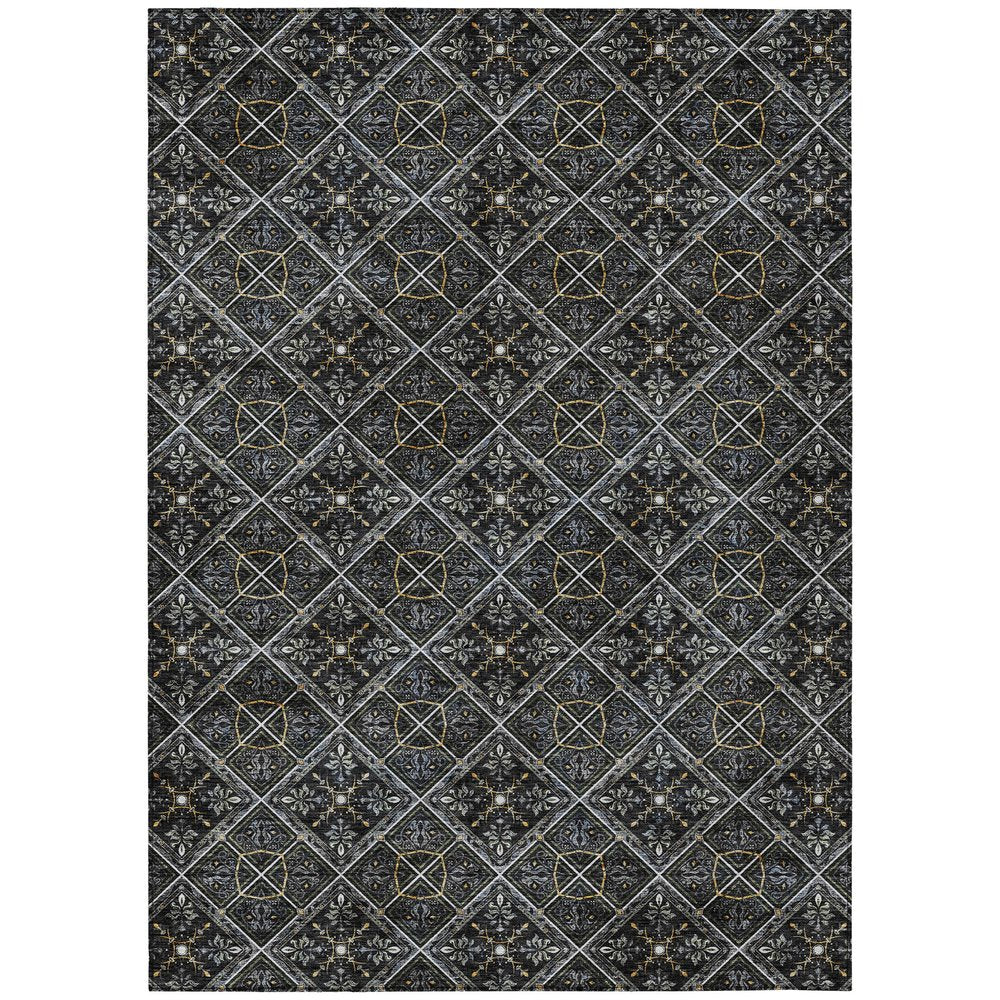 8' X 10' Black And Green Geometric Washable Indoor Outdoor Area Rug HomeRoots