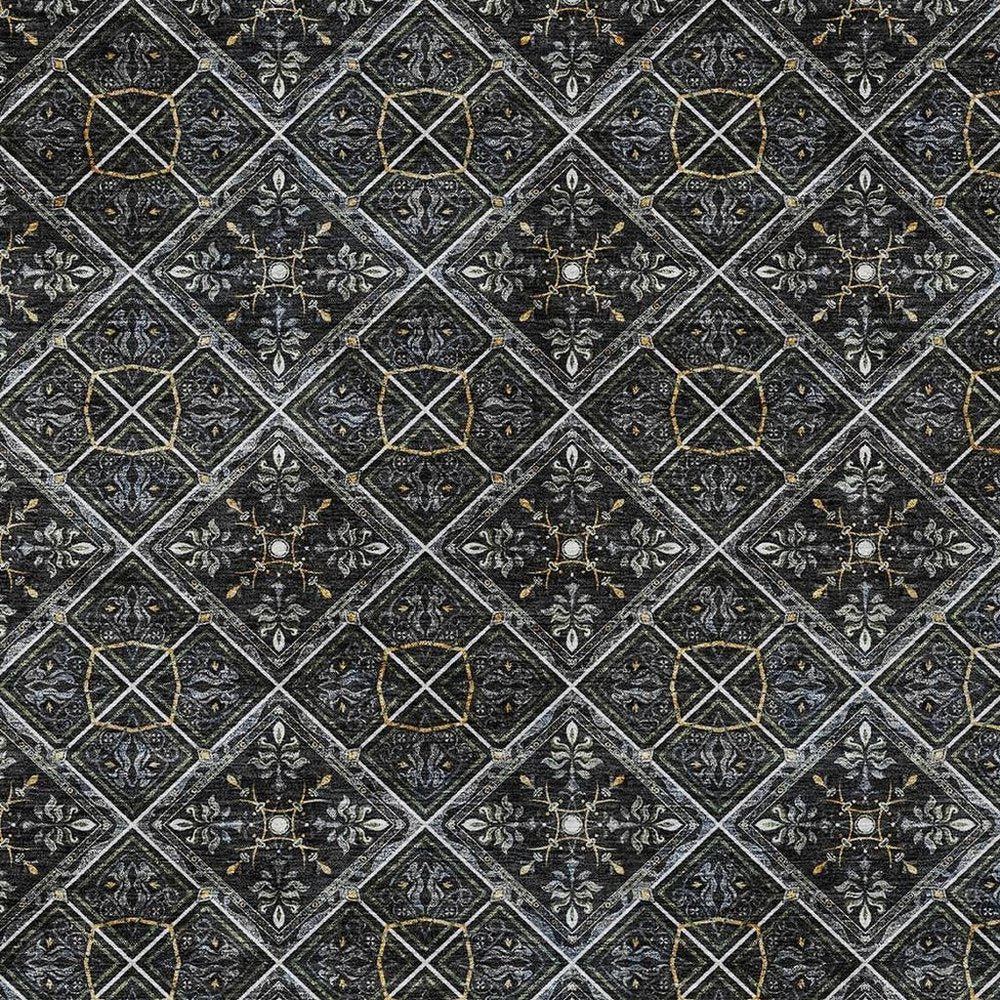 9' X 12' Black And Green Geometric Washable Indoor Outdoor Area Rug HomeRoots
