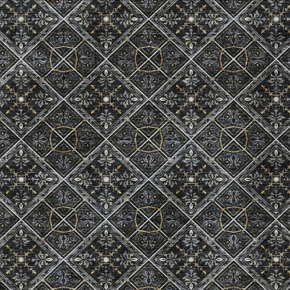 9' X 12' Black And Green Geometric Washable Indoor Outdoor Area Rug HomeRoots