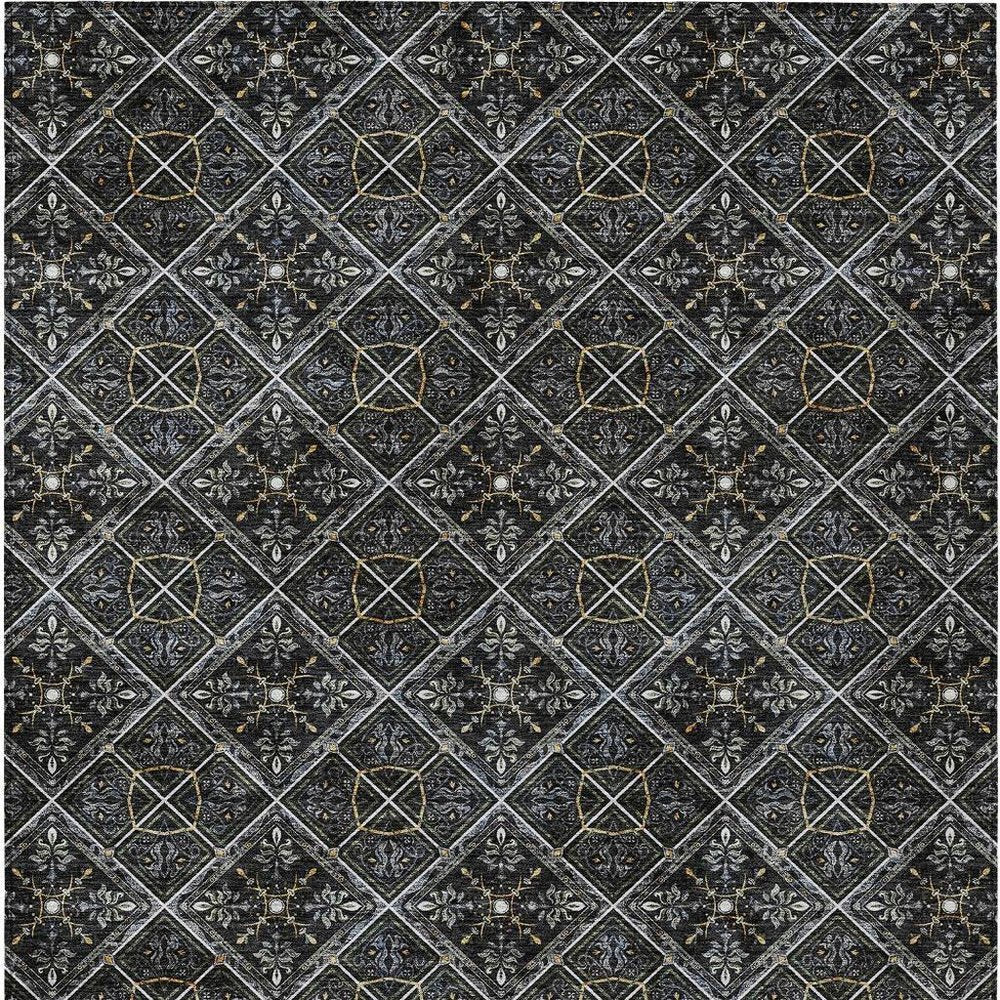 9' X 12' Black And Green Geometric Washable Indoor Outdoor Area Rug HomeRoots