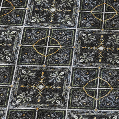 9' X 12' Black And Green Geometric Washable Indoor Outdoor Area Rug HomeRoots