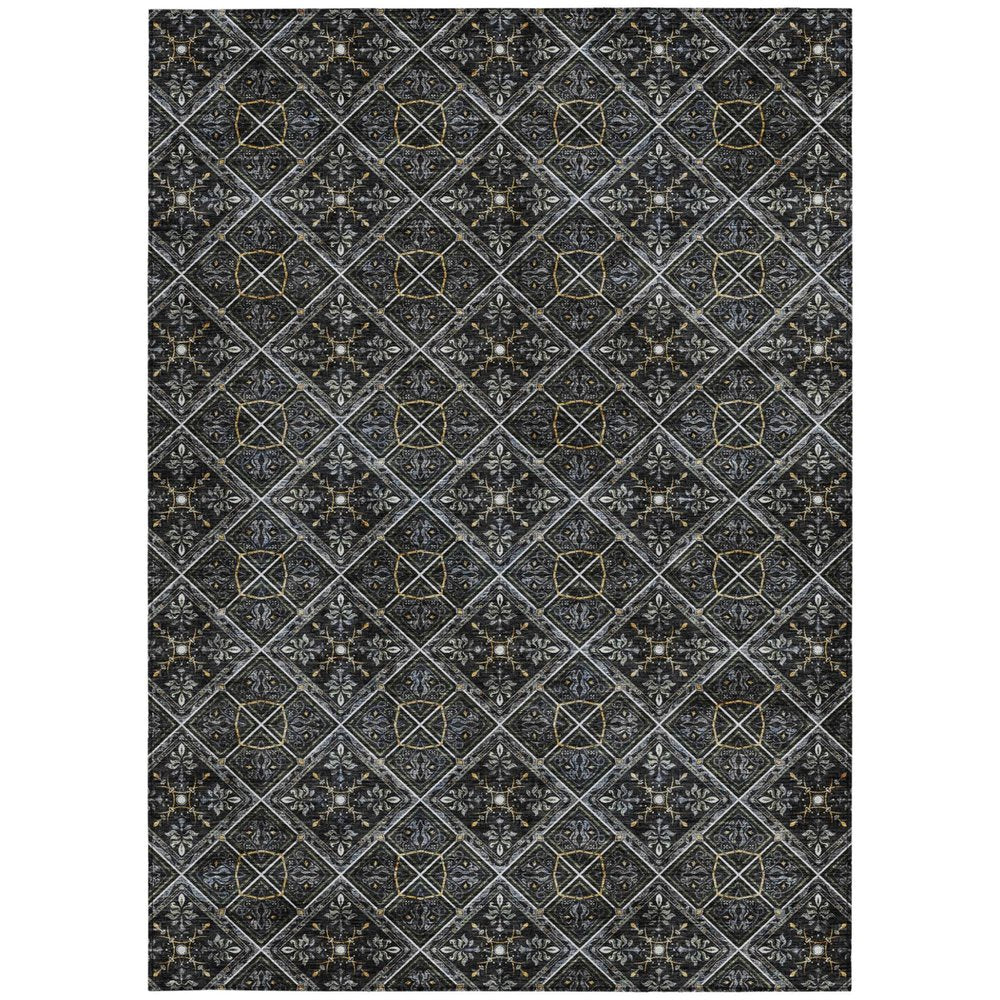 10' X 14' Black And Green Geometric Washable Indoor Outdoor Area Rug HomeRoots