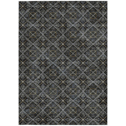 10' X 14' Black And Green Geometric Washable Indoor Outdoor Area Rug HomeRoots